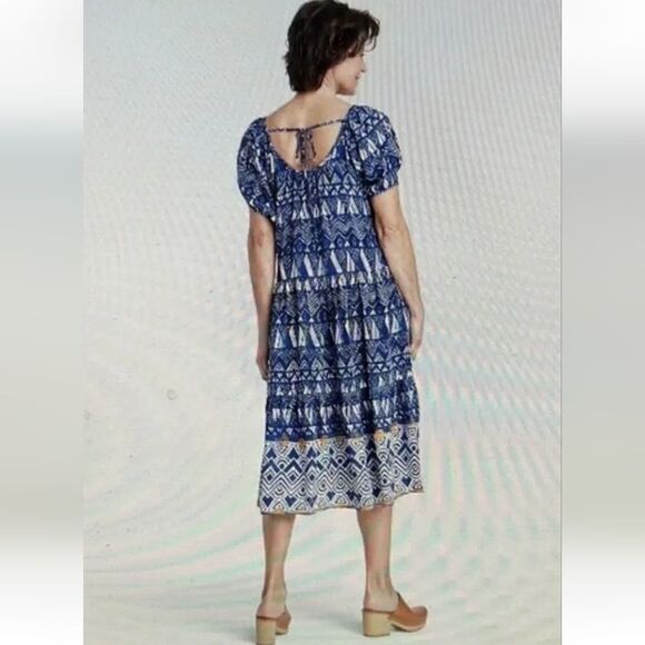 Knox Rose Woman’s Blue Surfs Up Maxi Dress Tribal Print Size Large - Picture 3 of 9